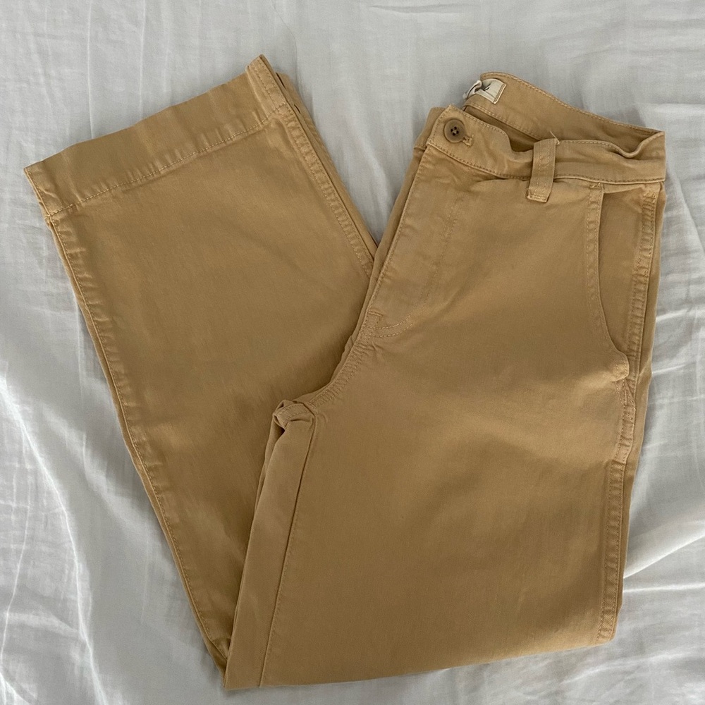 Madewell Tan Chinos Classic Wide-Leg Pants